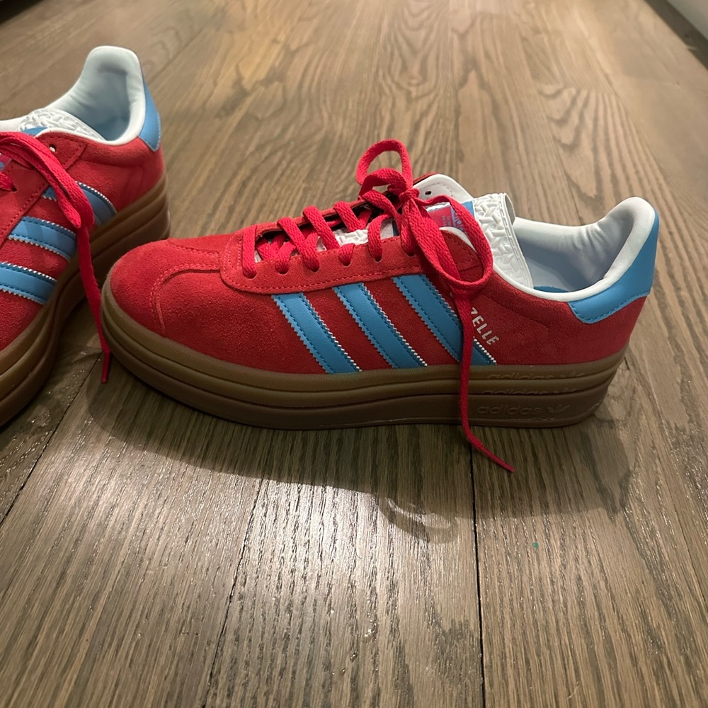 Adidas Women’s Platform Gazelle in Red and Blue